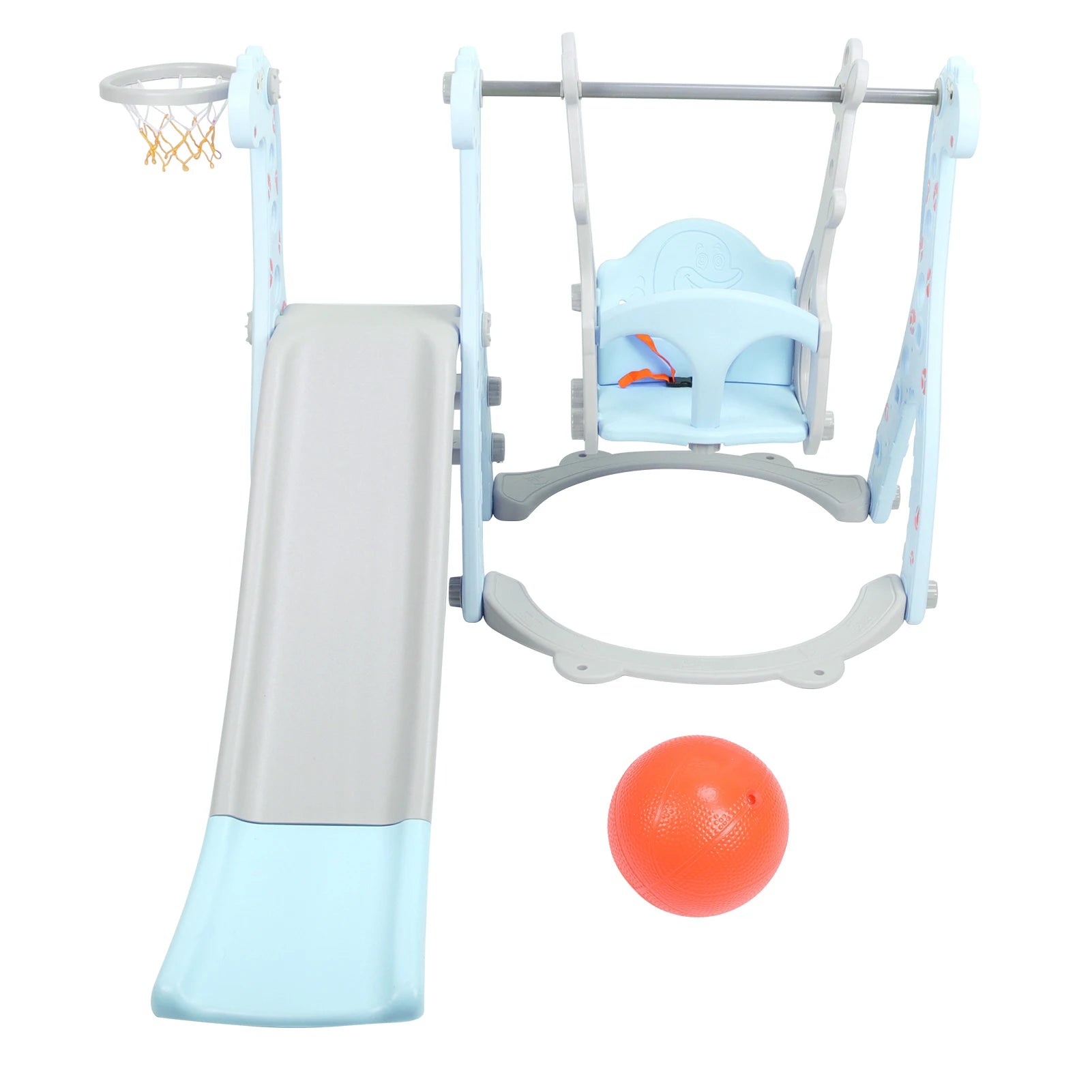 Climber Swing Set Children Play Slide Set Toddler Climber Swing Set with Basketball Hoop Outdoor Indoor