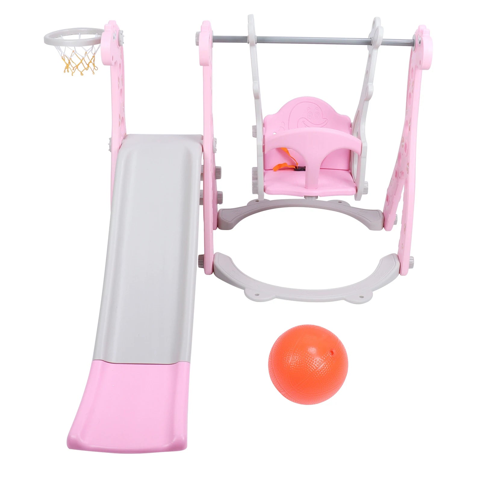 Climber Swing Set Children Play Slide Set Toddler Climber Swing Set with Basketball Hoop Outdoor Indoor