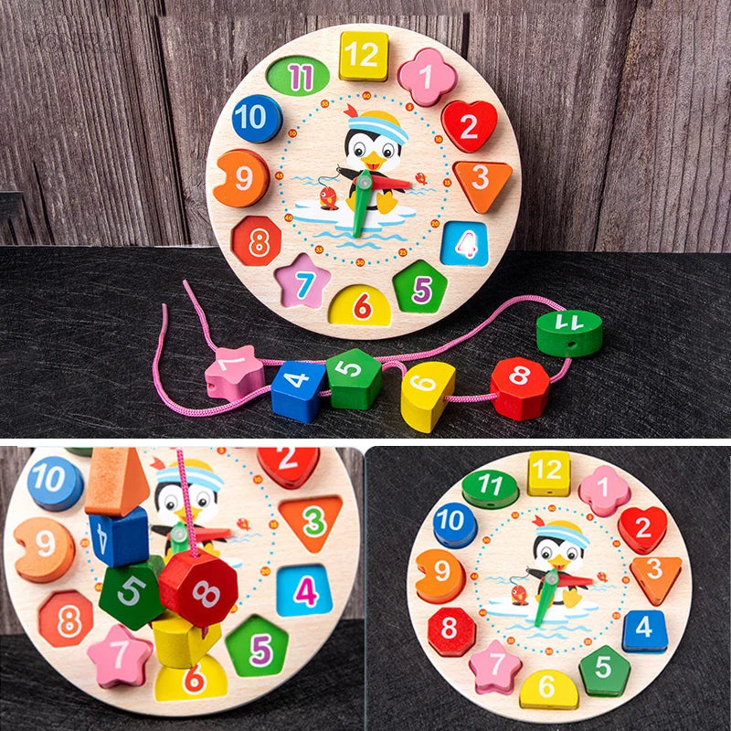 9 in 1 Wooden Montessori Toys Rattle Bell Drum Column Set Musical Instruments Sensory Early Baby