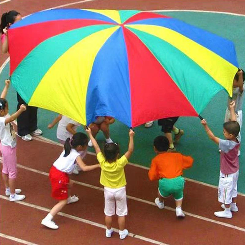 2-4M Kids Play Parachute Rainbow Outdoor Children Games Fun Playground Kindergarten School Group Exercise