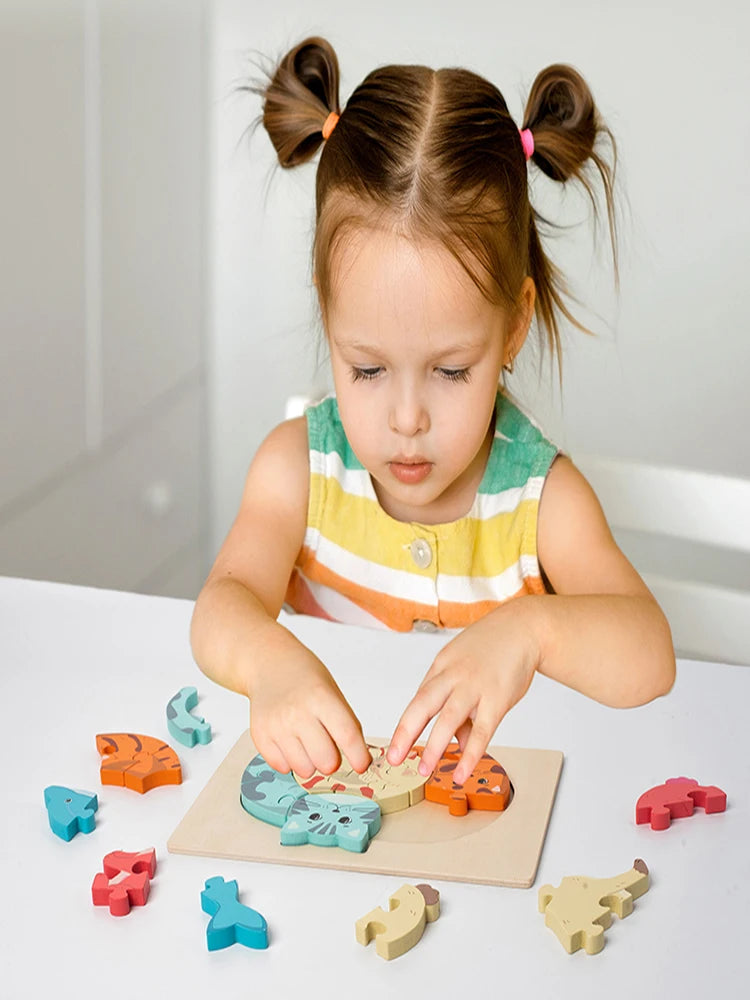 Wooden Educational Animal Jigsaw Puzzle Game Wooden animal parent-child puzzle Animal Puzzle Baby