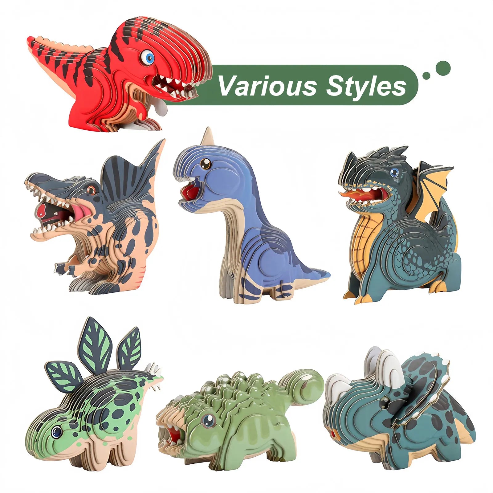 New Dinosaur 3D Puzzles For Kids Educational Toys Dinosaur Animal Model Paper DIY Manual Assembly