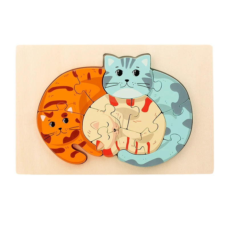 Wooden Educational Animal Jigsaw Puzzle Game Wooden animal parent-child puzzle Animal Puzzle Baby