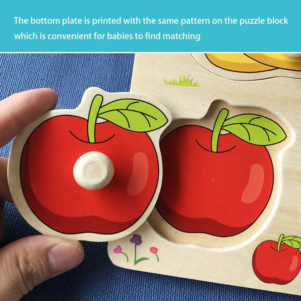 Montessori Wooden Puzzles for Toddlers Hand Grab Board Alphabet Number Cognition Matching Learning