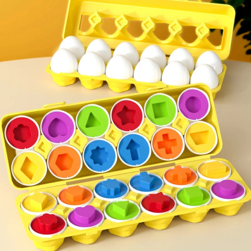 Montessori Educational Toys 2 Years Old Children Toy Eggs Toddler Sensory Puzzle Smart Eggs Colors Shapes
