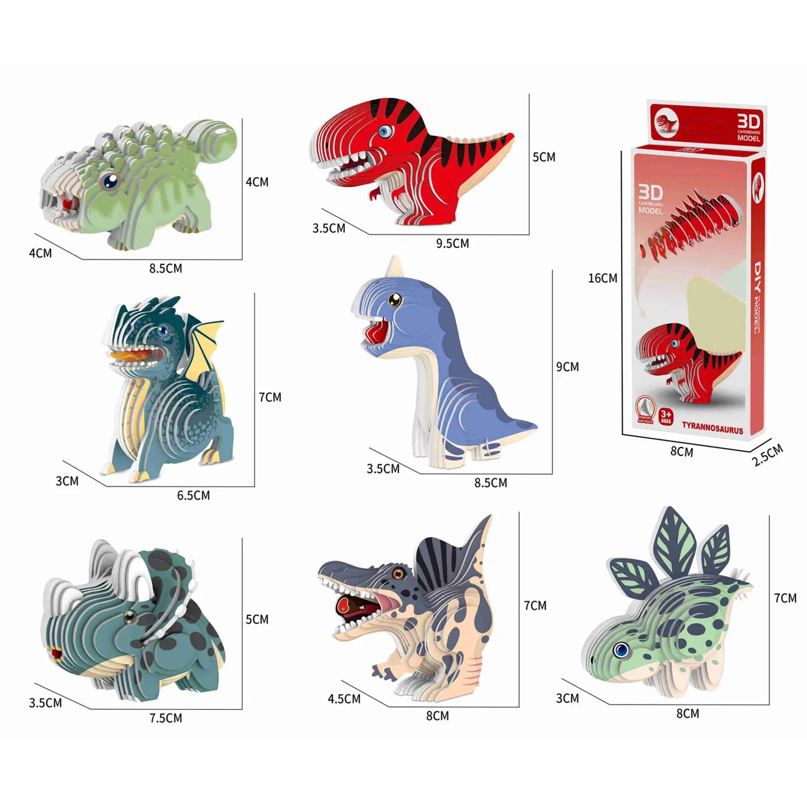 New Dinosaur 3D Puzzles For Kids Educational Toys Dinosaur Animal Model Paper DIY Manual Assembly