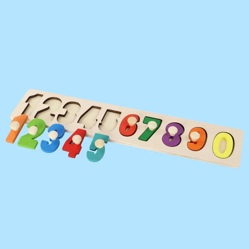 Children Wooden Puzzle Montessori Toys for Baby 1 2 3 Years Old Kids Alphabet Number Shape Matching Early