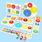 Children Wooden Puzzle Montessori Toys for Baby 1 2 3 Years Old Kids Alphabet Number Shape Matching Early