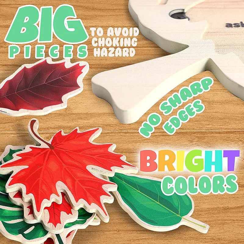 Montessori Leaf Jigsaw Puzzles Toy Wooden Plant Drawing Board Cognition Game Educational Painting Toy