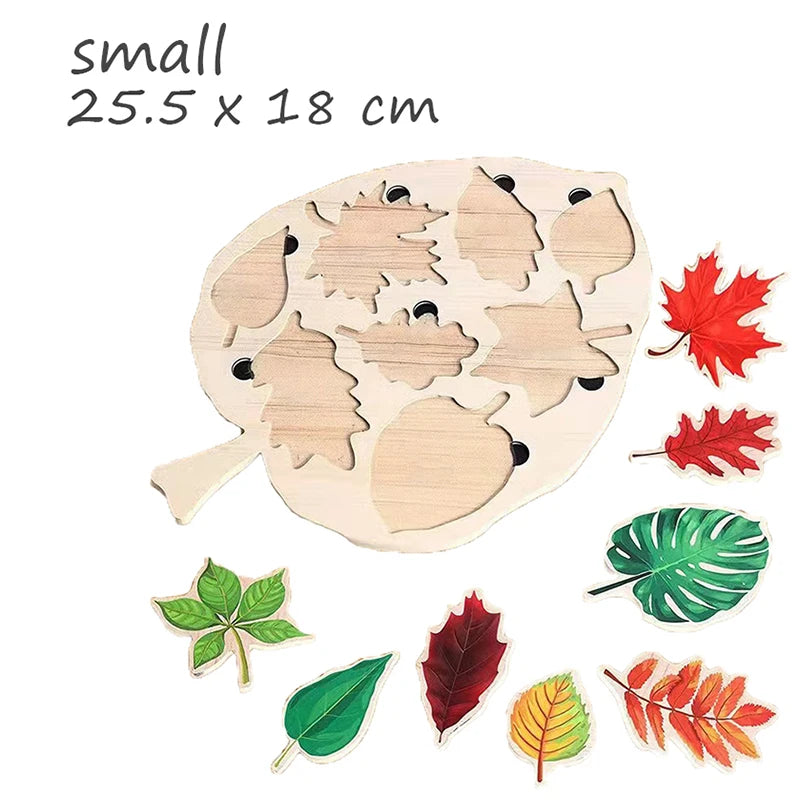 Montessori Leaf Jigsaw Puzzles Toy Wooden Plant Drawing Board Cognition Game Educational Painting Toy