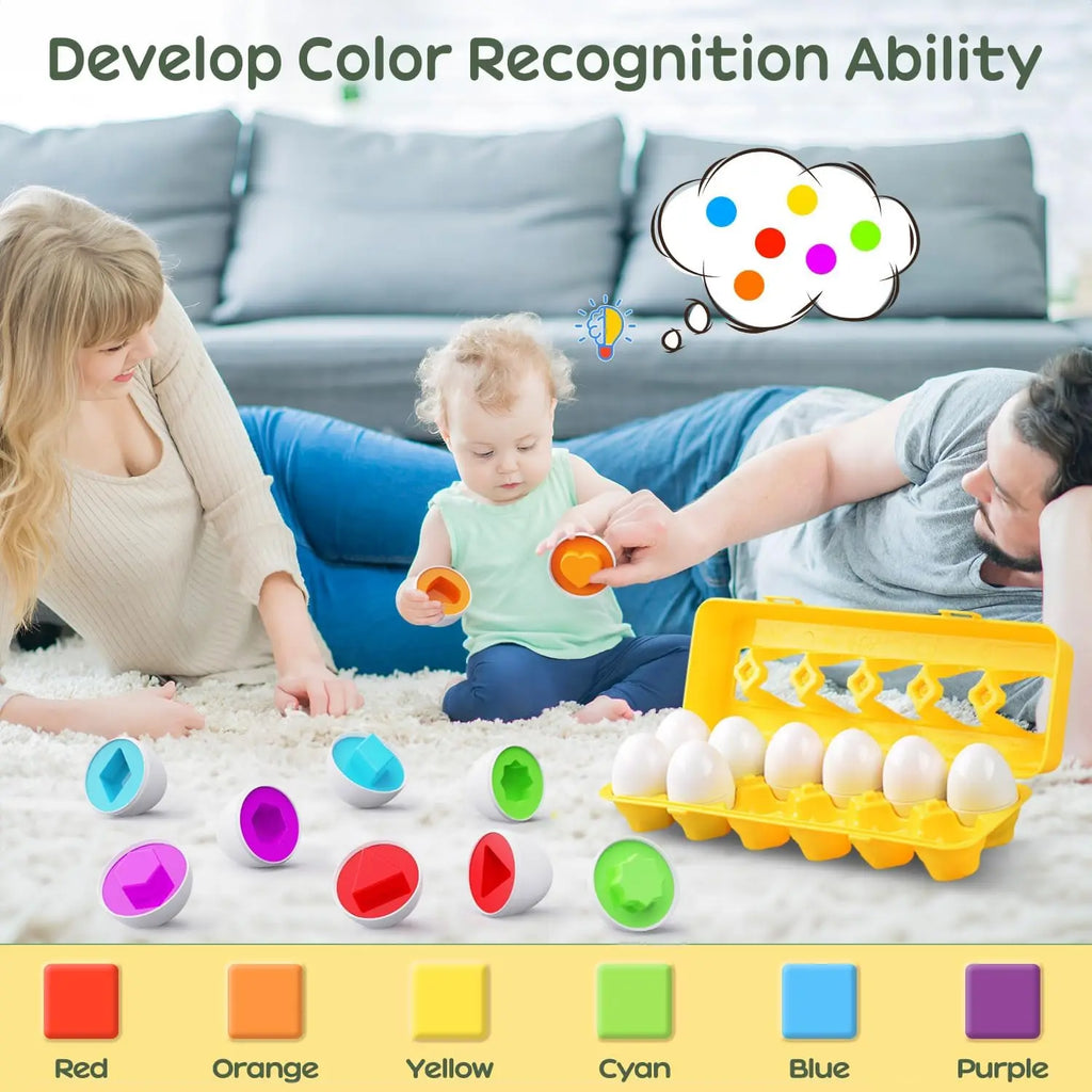 Montessori Educational Toys 2 Years Old Children Toy Eggs Toddler Sensory Puzzle Smart Eggs Colors Shapes