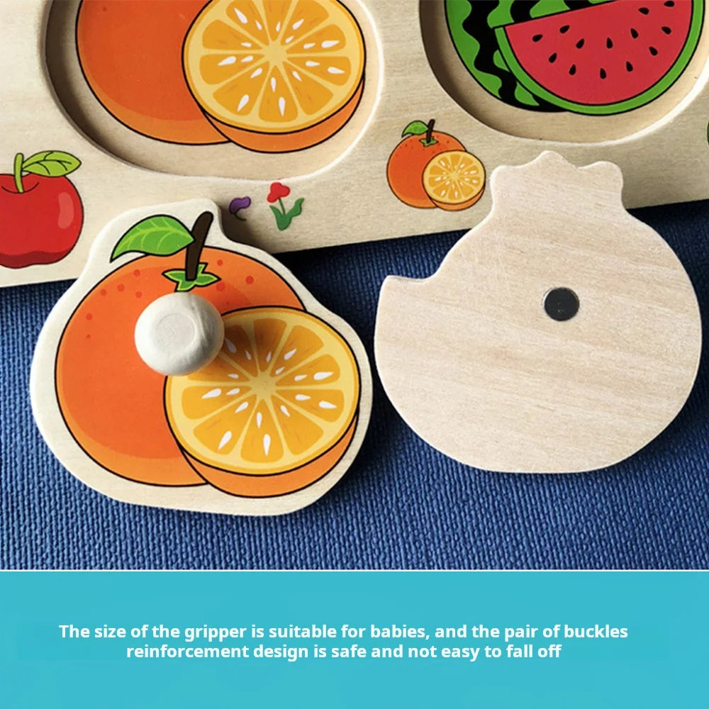Montessori Wooden Puzzles for Toddlers Hand Grab Board Alphabet Number Cognition Matching Learning