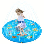 100cm Blue Dolphin Inflatable Splash Mat - Durable PVC, Splash-Proof Outdoor Play Mat with Fun Water Spray