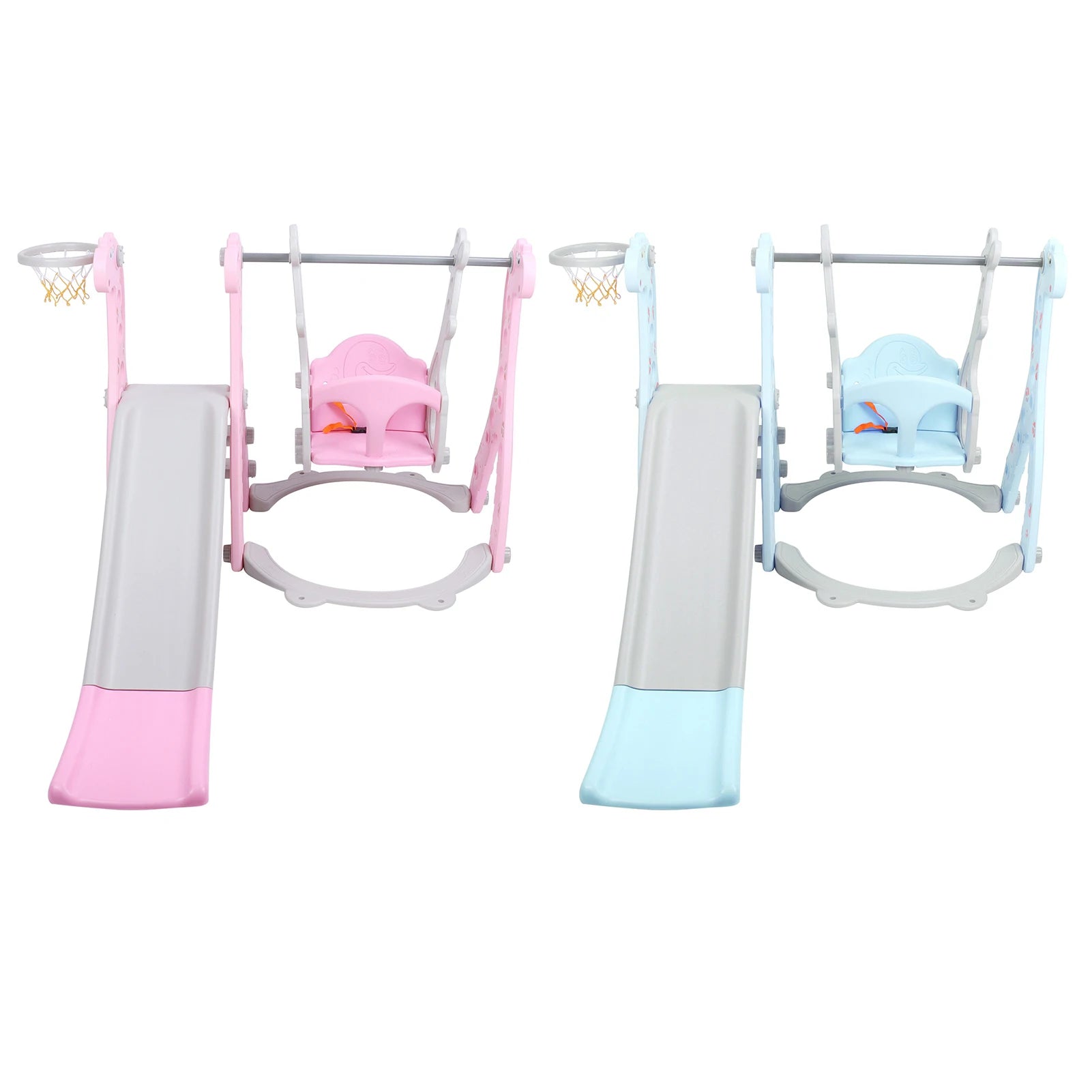 Climber Swing Set Children Play Slide Set Toddler Climber Swing Set with Basketball Hoop Outdoor Indoor