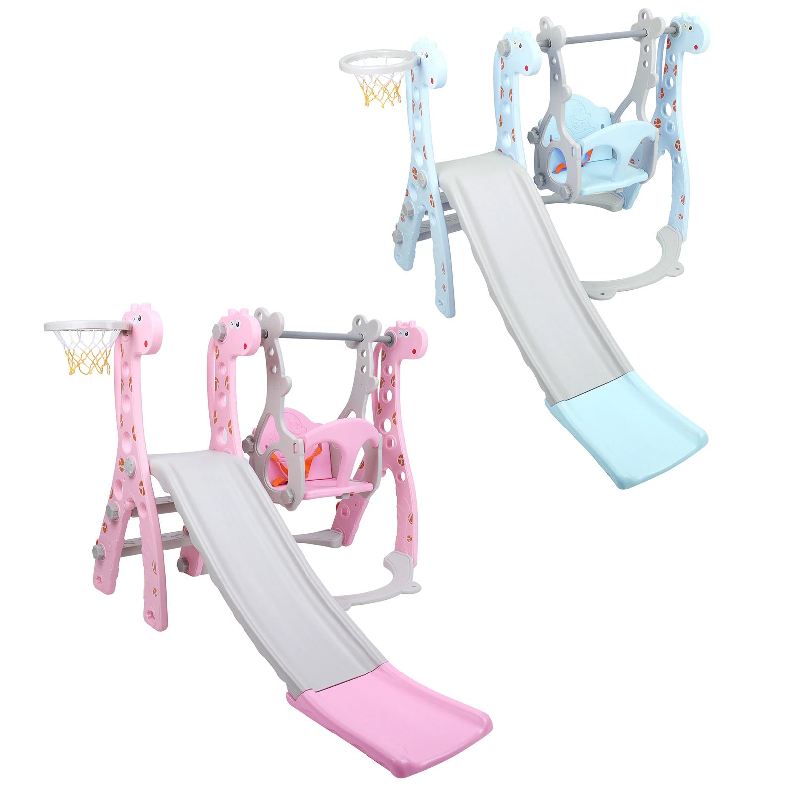 Climber Swing Set Children Play Slide Set Toddler Climber Swing Set with Basketball Hoop Outdoor Indoor