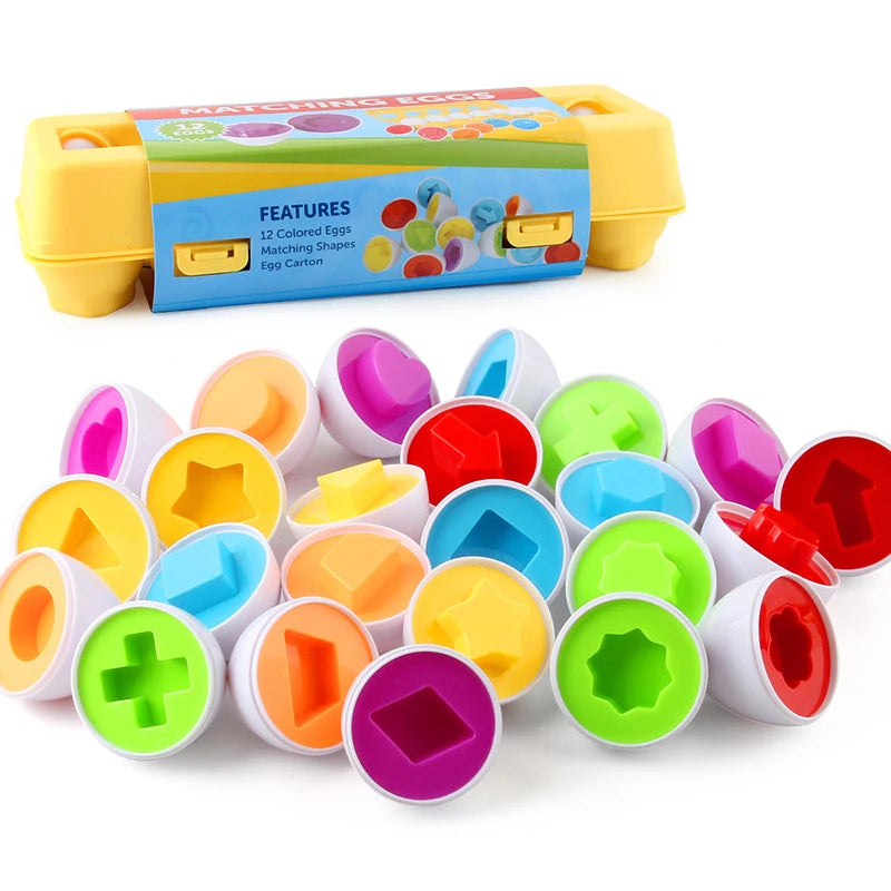Montessori Educational Toys 2 Years Old Children Toy Eggs Toddler Sensory Puzzle Smart Eggs Colors Shapes