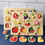 Montessori Wooden Puzzles for Toddlers Hand Grab Board Alphabet Number Cognition Matching Learning
