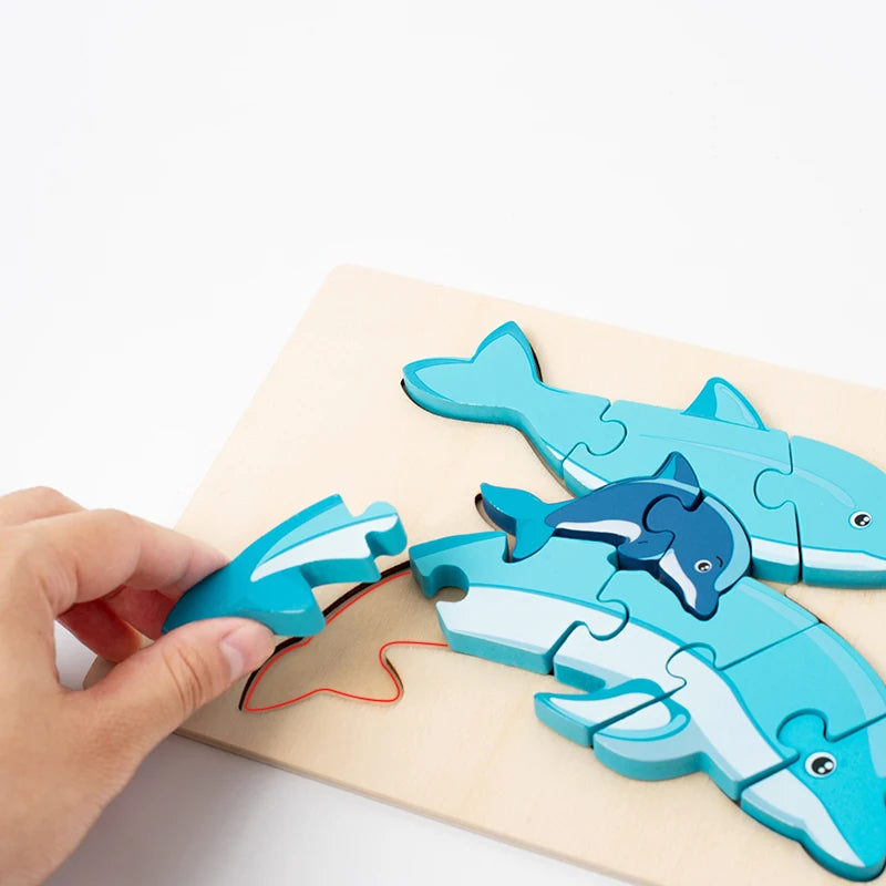 Wooden Educational Animal Jigsaw Puzzle Game Wooden animal parent-child puzzle Animal Puzzle Baby