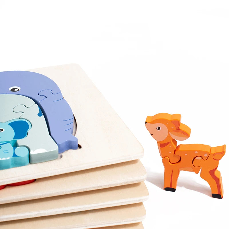 Wooden Educational Animal Jigsaw Puzzle Game Wooden animal parent-child puzzle Animal Puzzle Baby