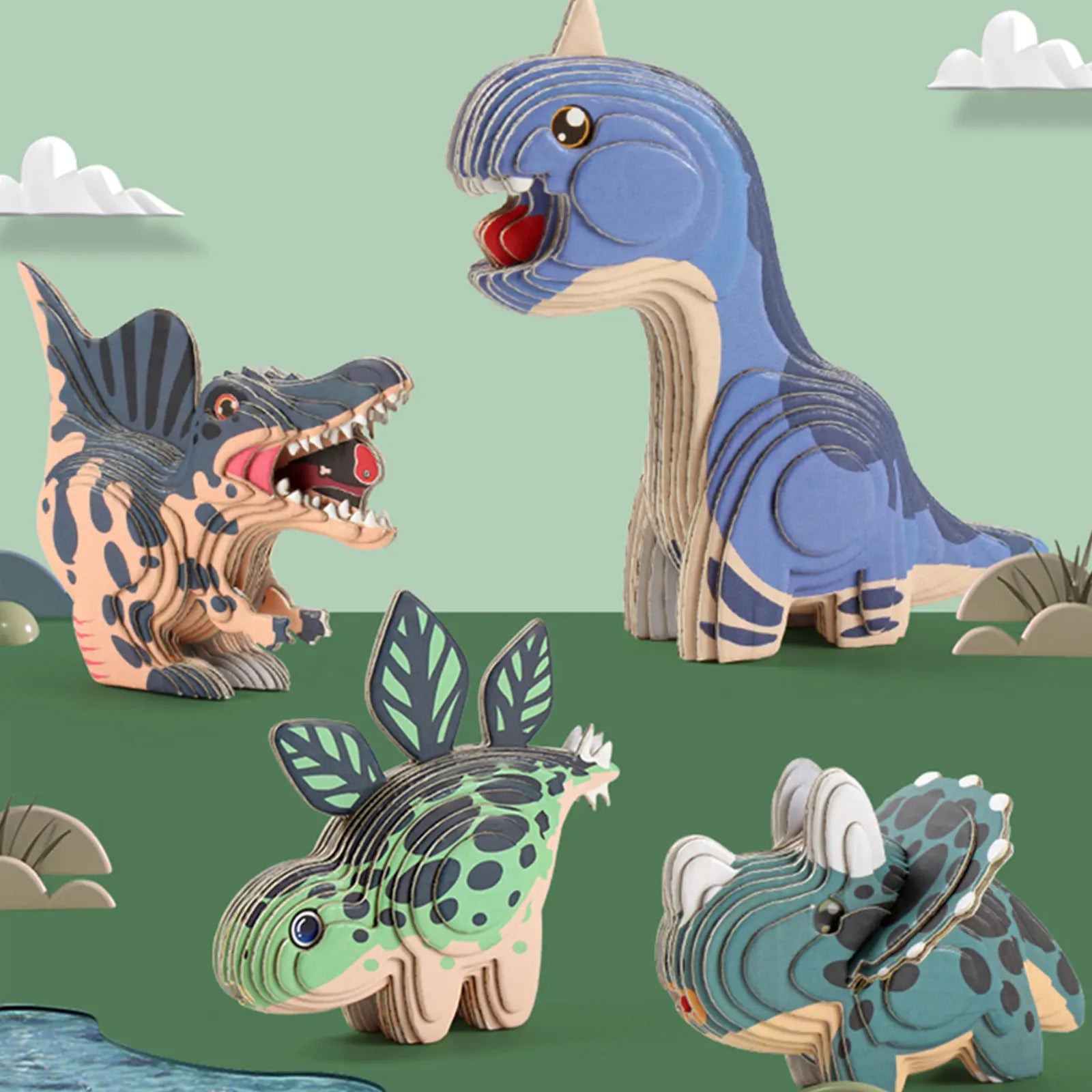 New Dinosaur 3D Puzzles For Kids Educational Toys Dinosaur Animal Model Paper DIY Manual Assembly