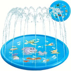 100cm Blue Dolphin Inflatable Splash Mat - Durable PVC, Splash-Proof Outdoor Play Mat with Fun Water Spray