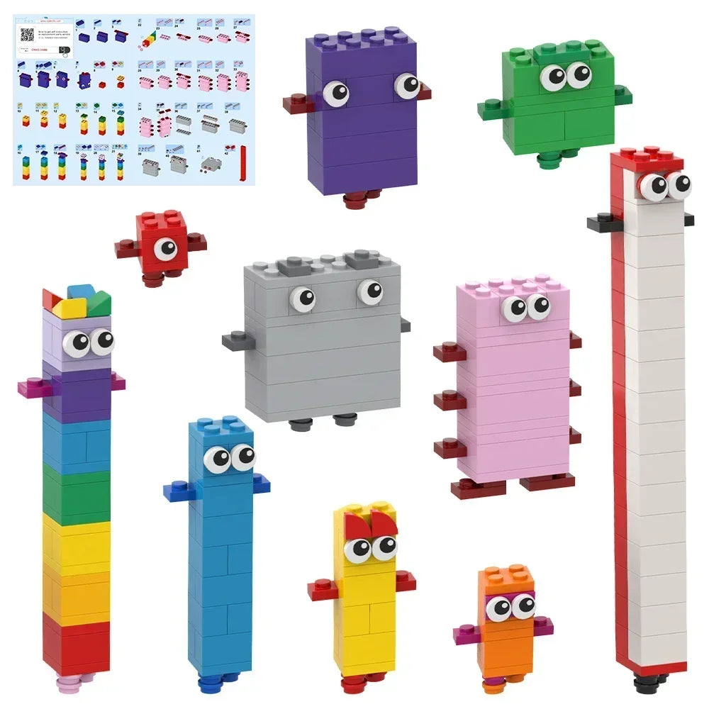 MOC Number Building Bricks One To Ten Math Digital Transforms DIY Educational Blocks Desktop Ornaments Toy