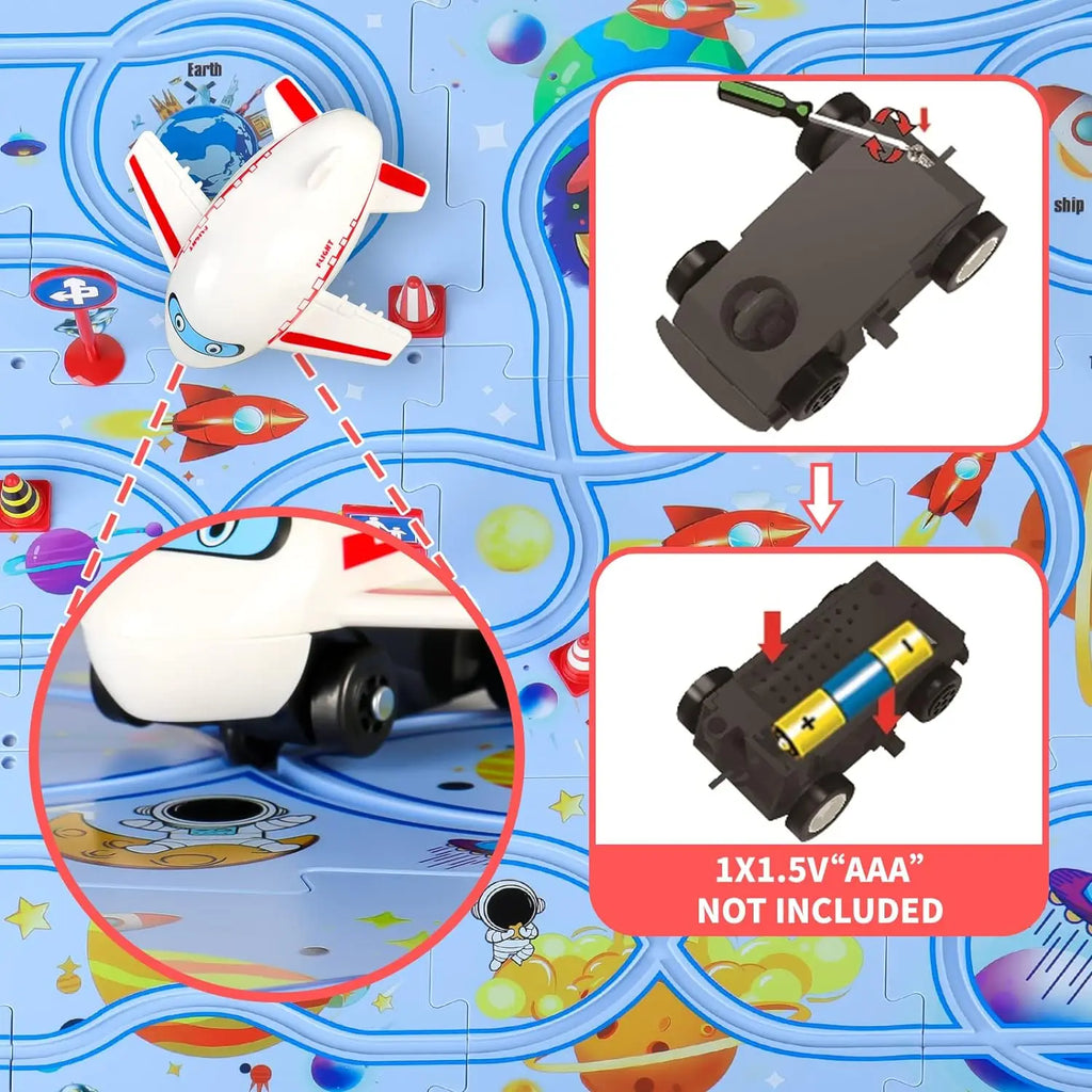 Puzzle Racer Kids Car Track Set Plastic Floor Puzzles for 3 4 5 6 Year Old Boys Montessori Toys Brain Toys 2024 NEW
