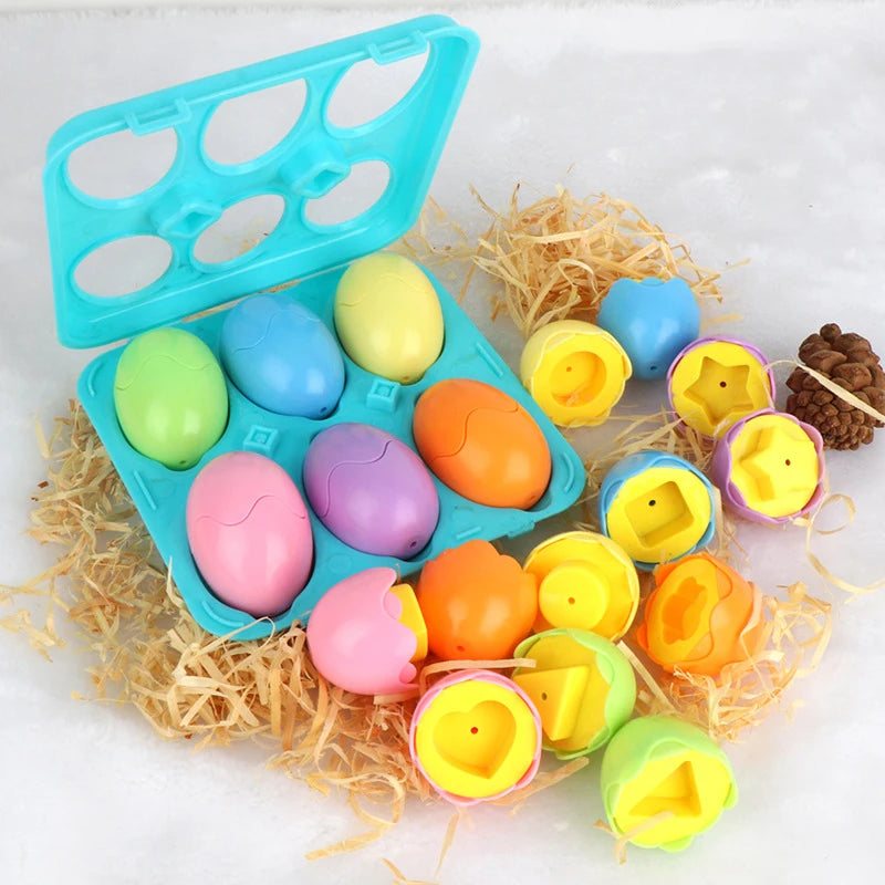 Montessori Educational Toys 2 Years Old Children Toy Eggs Toddler Sensory Puzzle Smart Eggs Colors Shapes