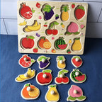 Montessori Wooden Puzzles for Toddlers Hand Grab Board Alphabet Number Cognition Matching Learning