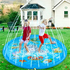 100cm Blue Dolphin Inflatable Splash Mat - Durable PVC, Splash-Proof Outdoor Play Mat with Fun Water Spray