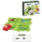 Puzzle Racer Kids Car Track Set Plastic Floor Puzzles for 3 4 5 6 Year Old Boys Montessori Toys Brain Toys 2024 NEW