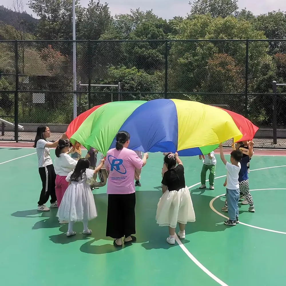2-4M Kids Play Parachute Rainbow Outdoor Children Games Fun Playground Kindergarten School Group Exercise