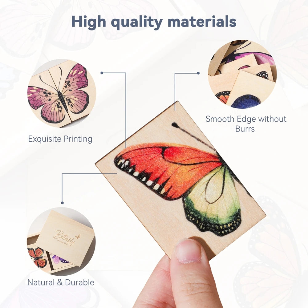 Baby Wooden Jigsaw Puzzle Toys Cartoon Butterfly Matching Game Baby Color Image Cognitive Toy Early