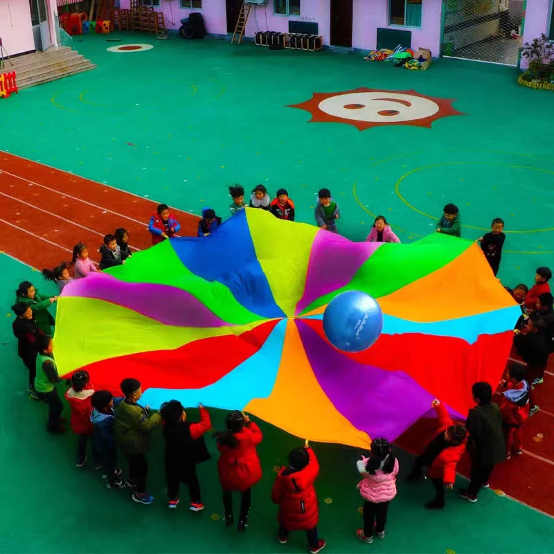 2-4M Kids Play Parachute Rainbow Outdoor Children Games Fun Playground Kindergarten School Group Exercise
