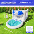 White Bounce House with Pump Kids Ball Pit Bounce House for Kids 3-6 Birthday Indoor or Outdoor Playhouse