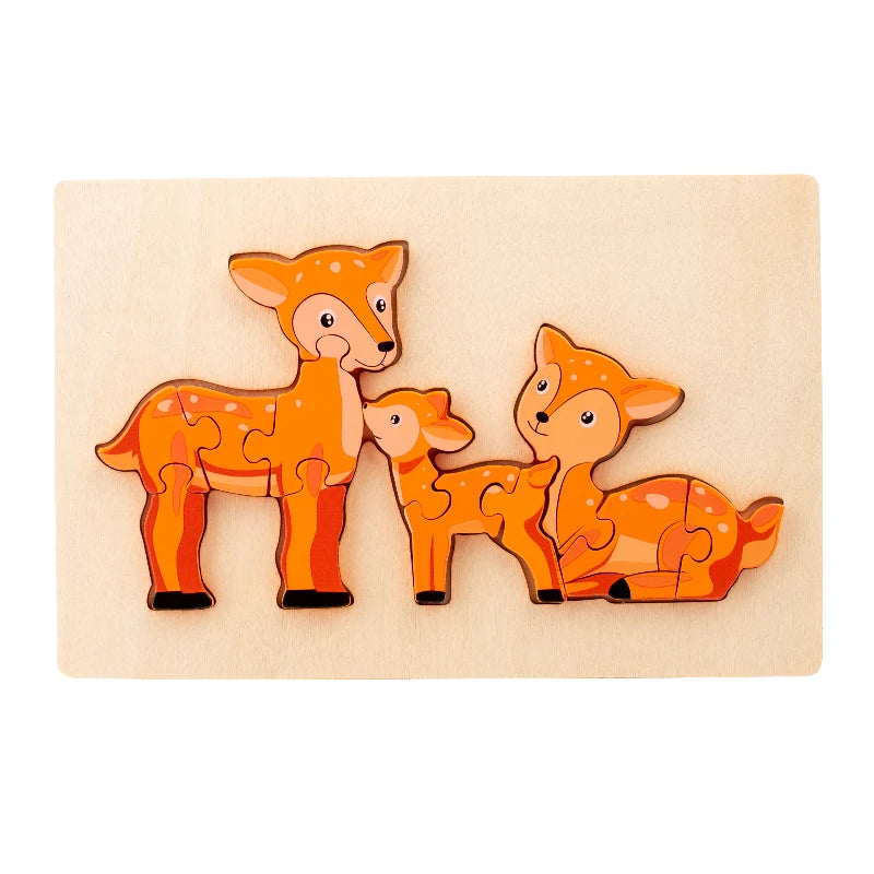 Wooden Educational Animal Jigsaw Puzzle Game Wooden animal parent-child puzzle Animal Puzzle Baby